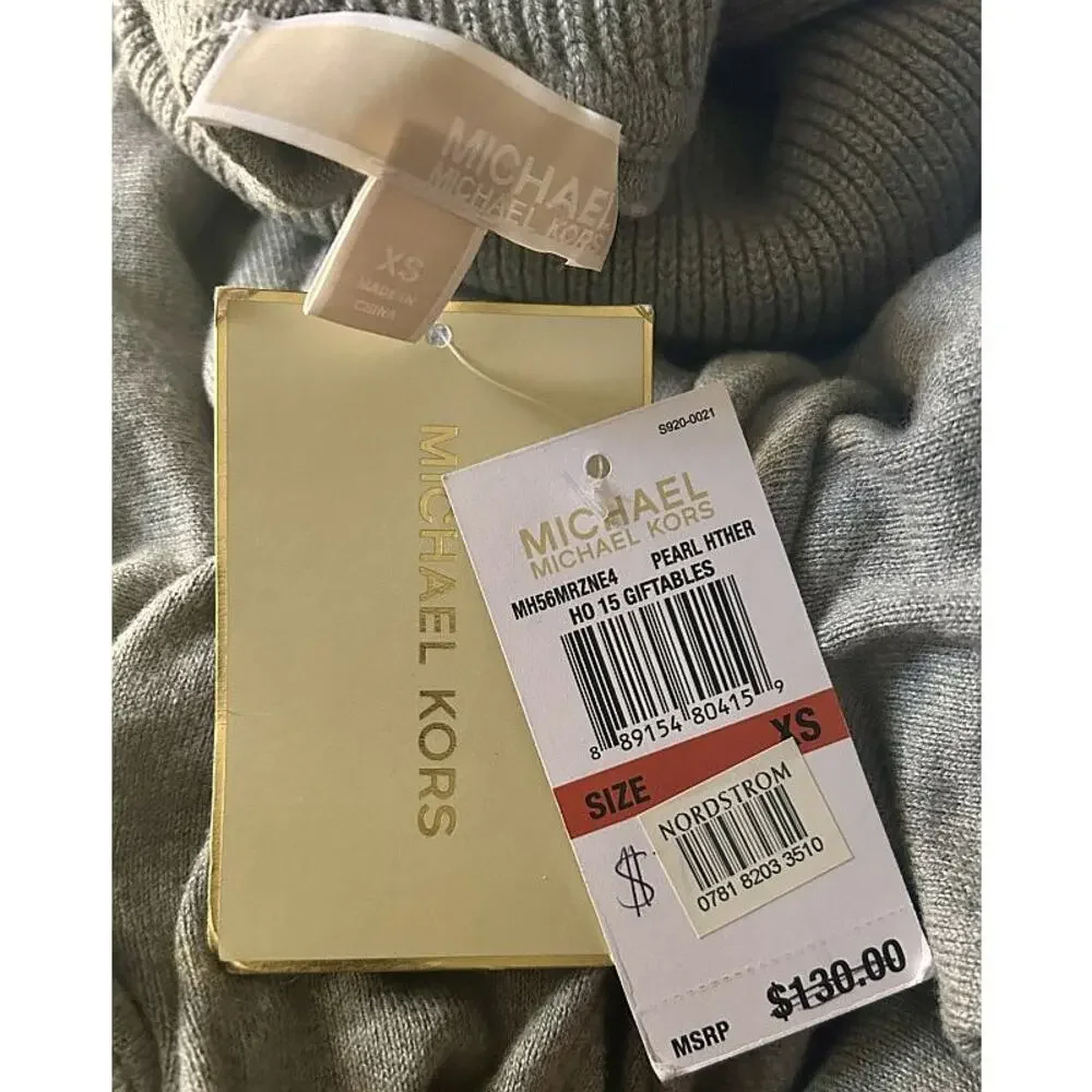 NWT Michael Kors Poncho Turtleneck Heather Gray Sweater XS